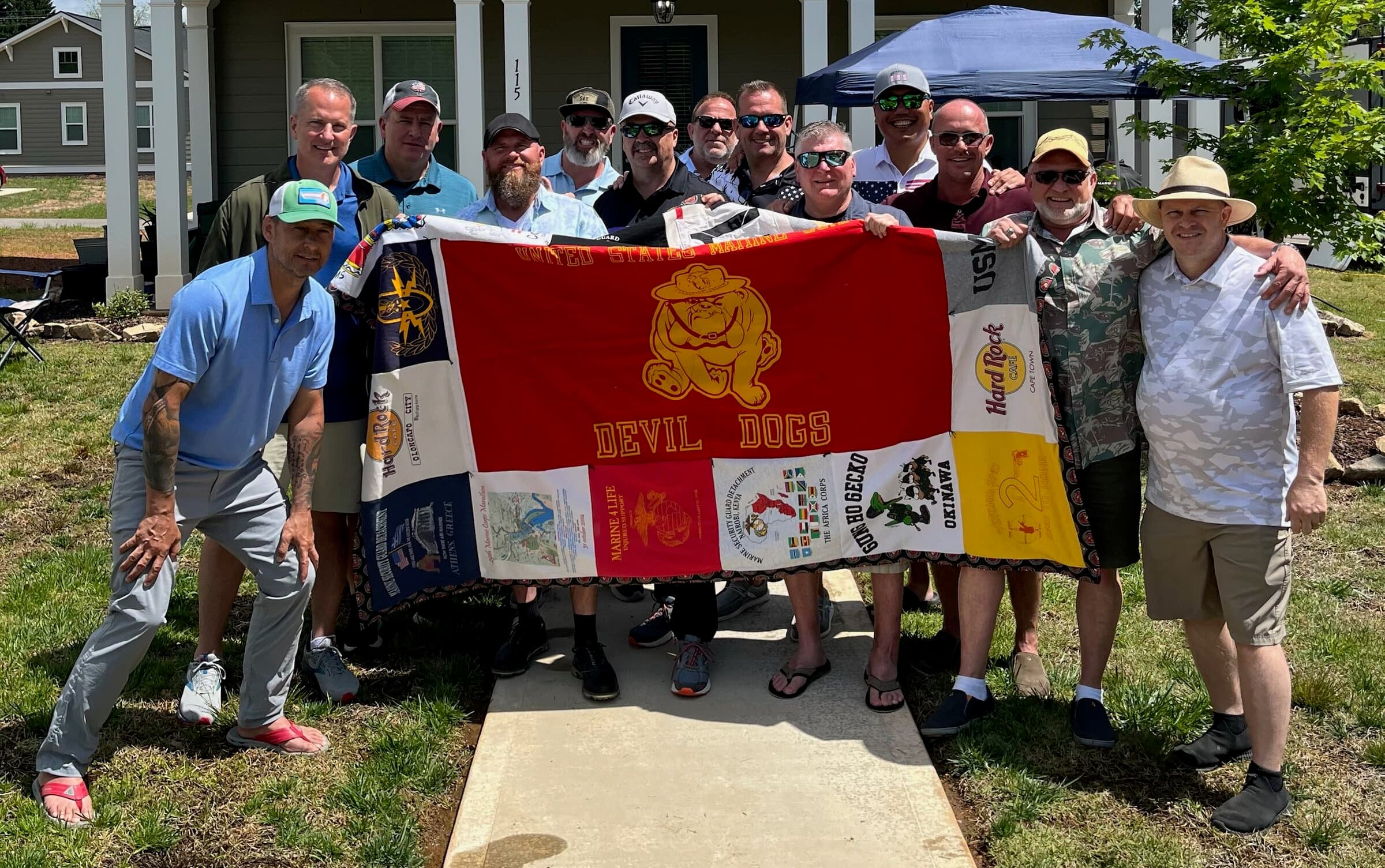 Veterans relaxing on the deck at Devils Landing