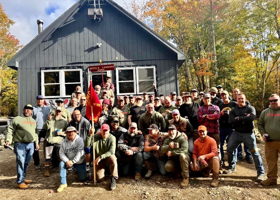 Veterans gathered at a Devils Landing community event
