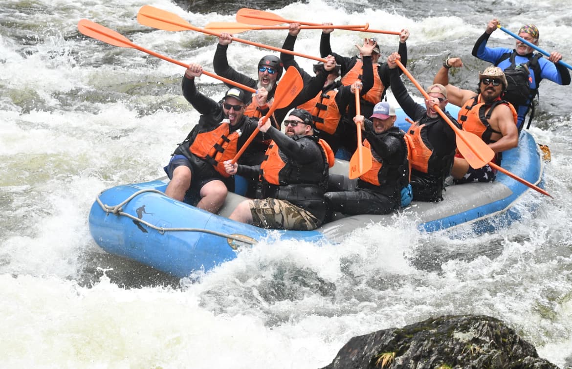 Veterans enjoying white water rafting at Devils Landing